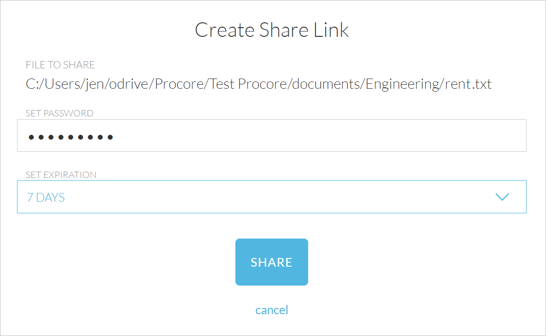 Creating a weblink to share files and folders